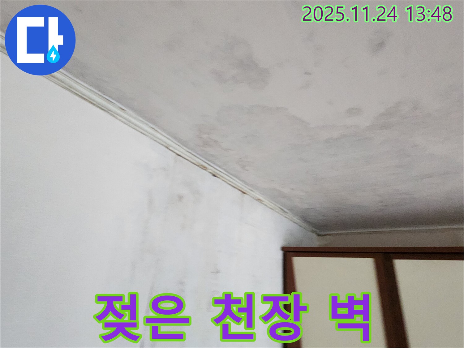 젖은 천장과 벽 - 누수 초기 증상 - 빠른 점검 필수