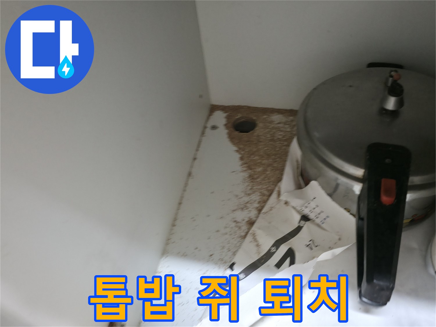 싱크대 밑 - 톱밥 - 아랫집 누수 원인 - 빠른 조치 필요