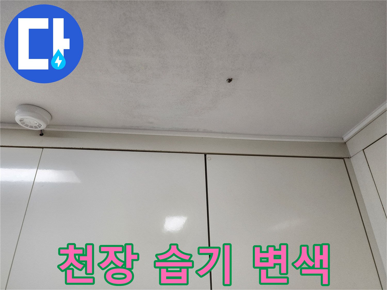 습기로 인해-변색된 천장 마감재 표면