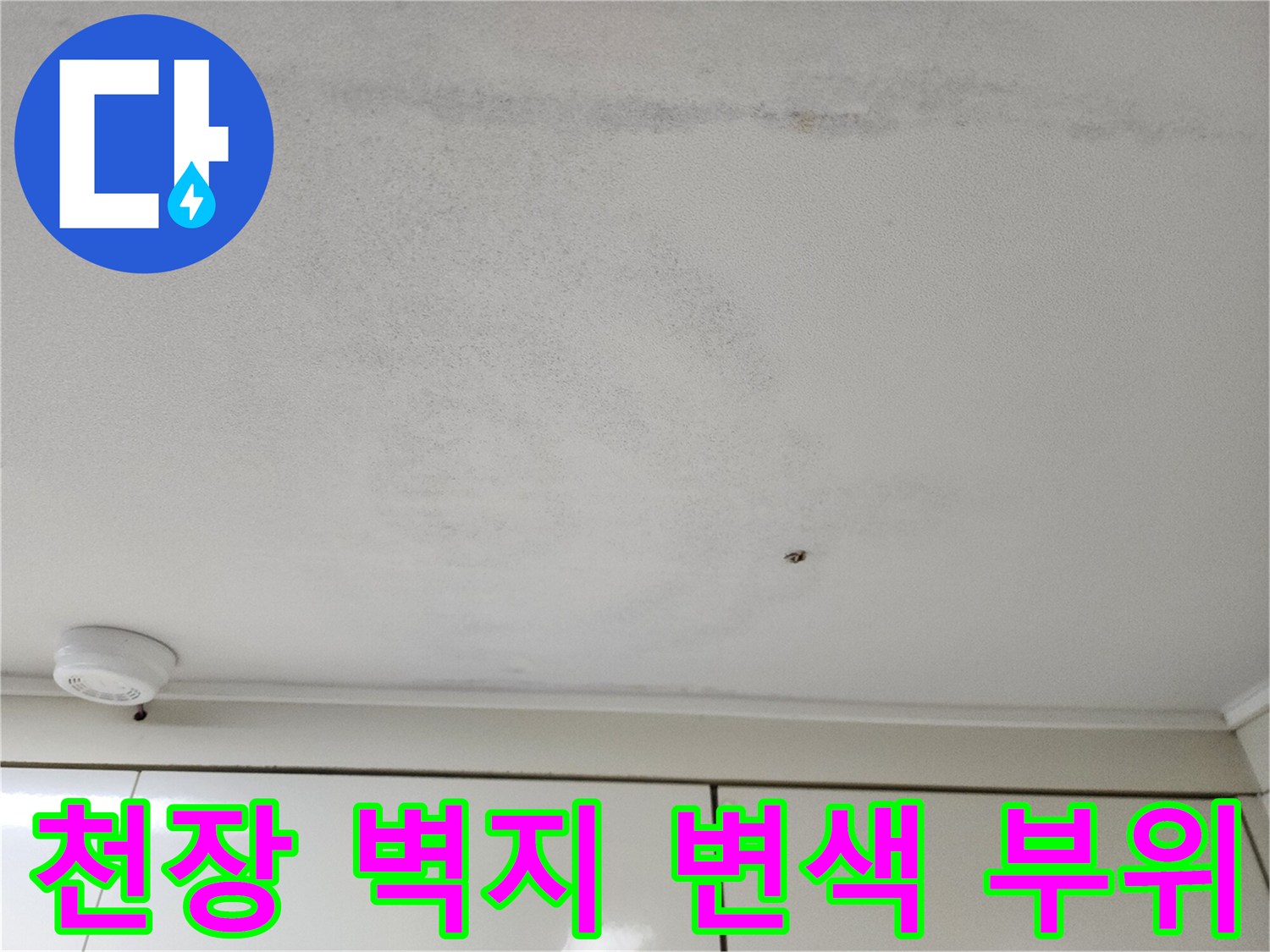 천장-벽지가-습기로-인해-변색된-모습