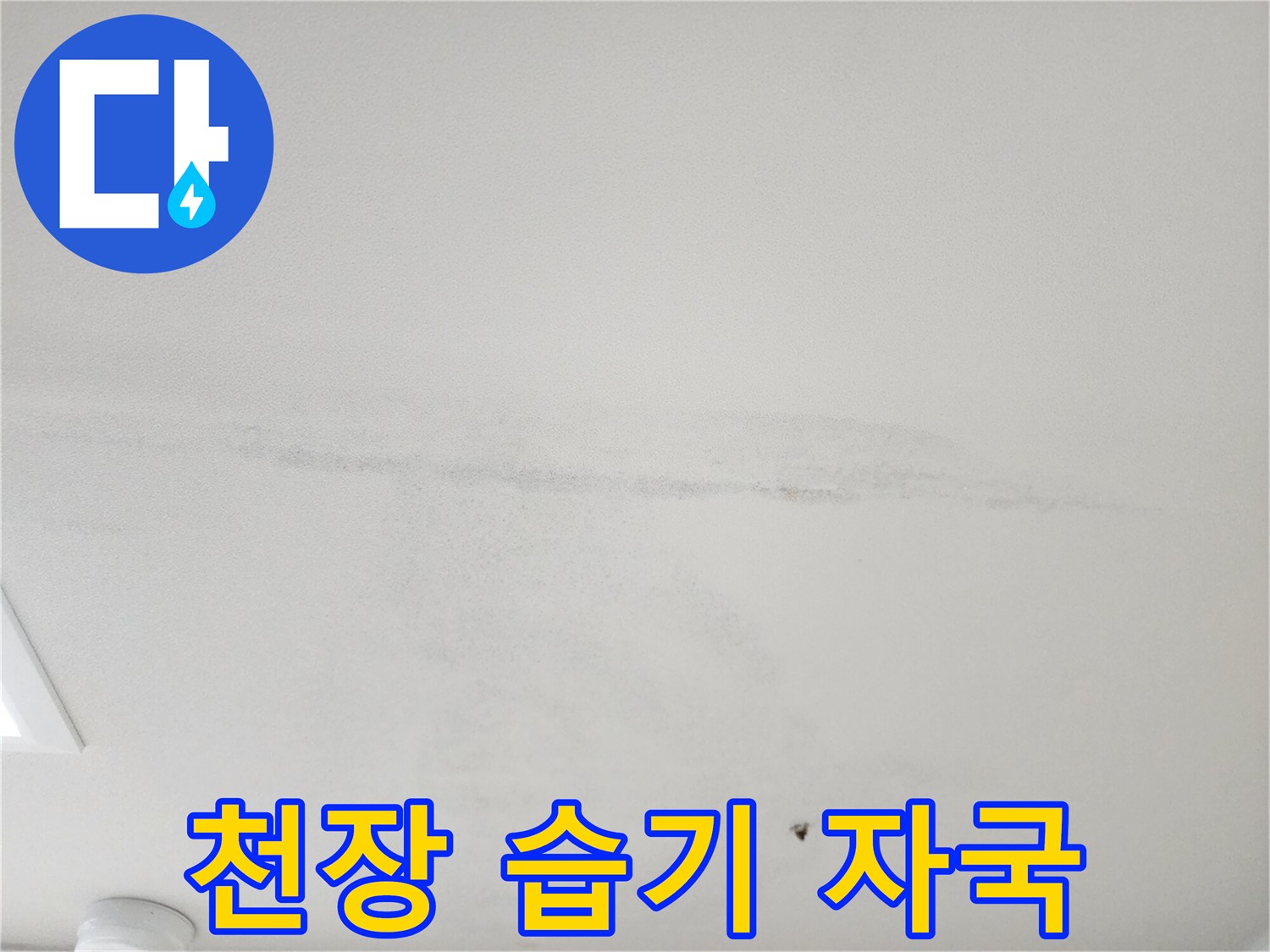 천장-벽지를-변색시킨-길쭉한-물샘-흔적