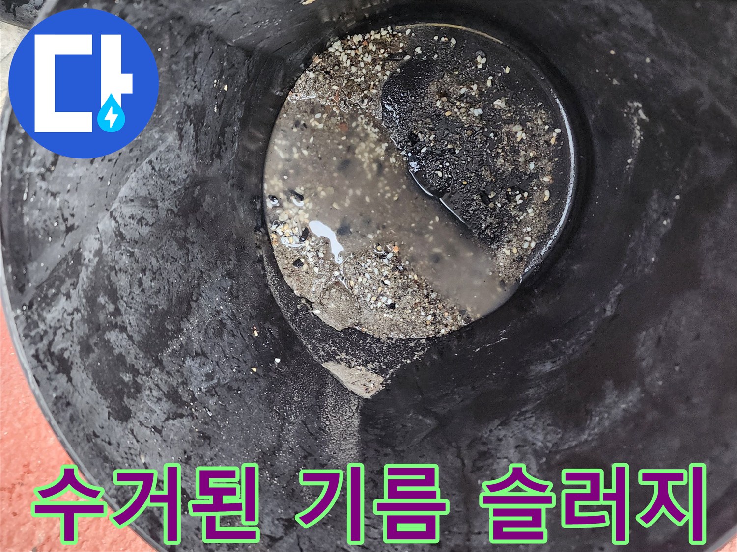 배수통에 담긴 검은색 오물 덩어리들