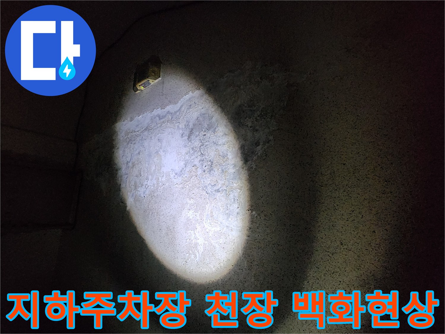 지하-주차장-천장-슬래브에-발생한-백화-및-습기-상태