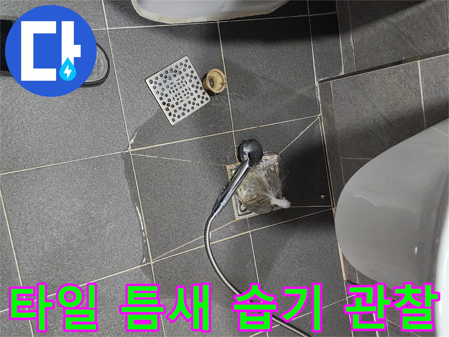 포천 일동면 화장실-배수구 주변 타일 젖음 현상