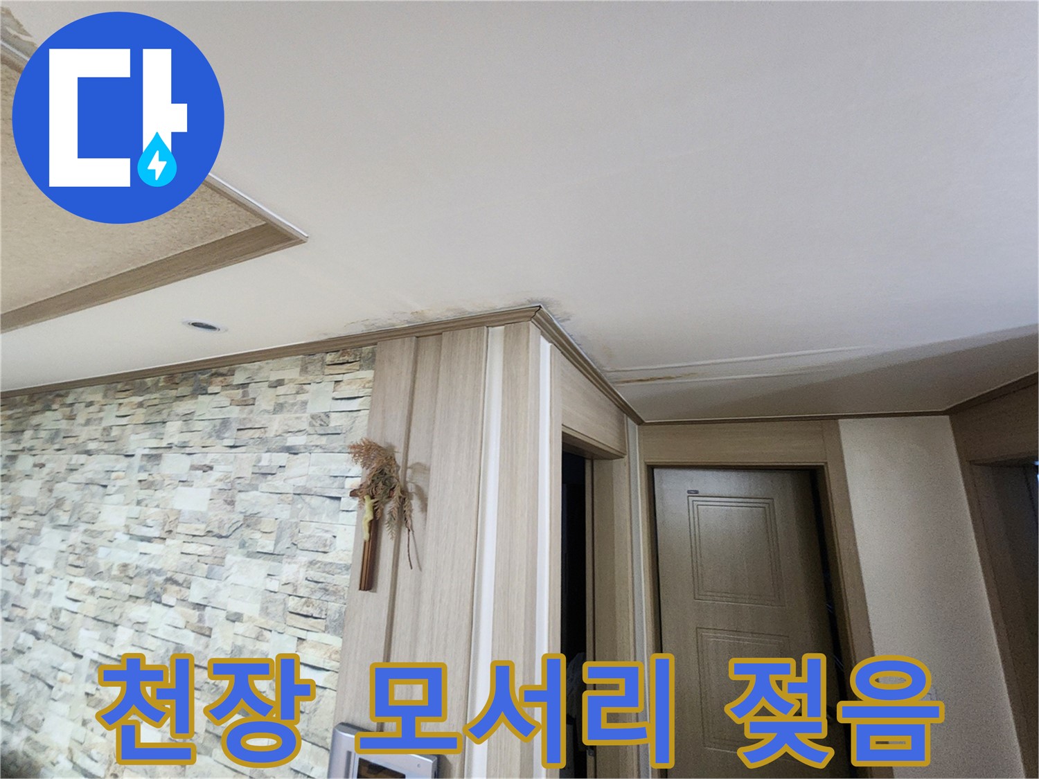 천장 모서리 젖음 - 초기 누수 의심