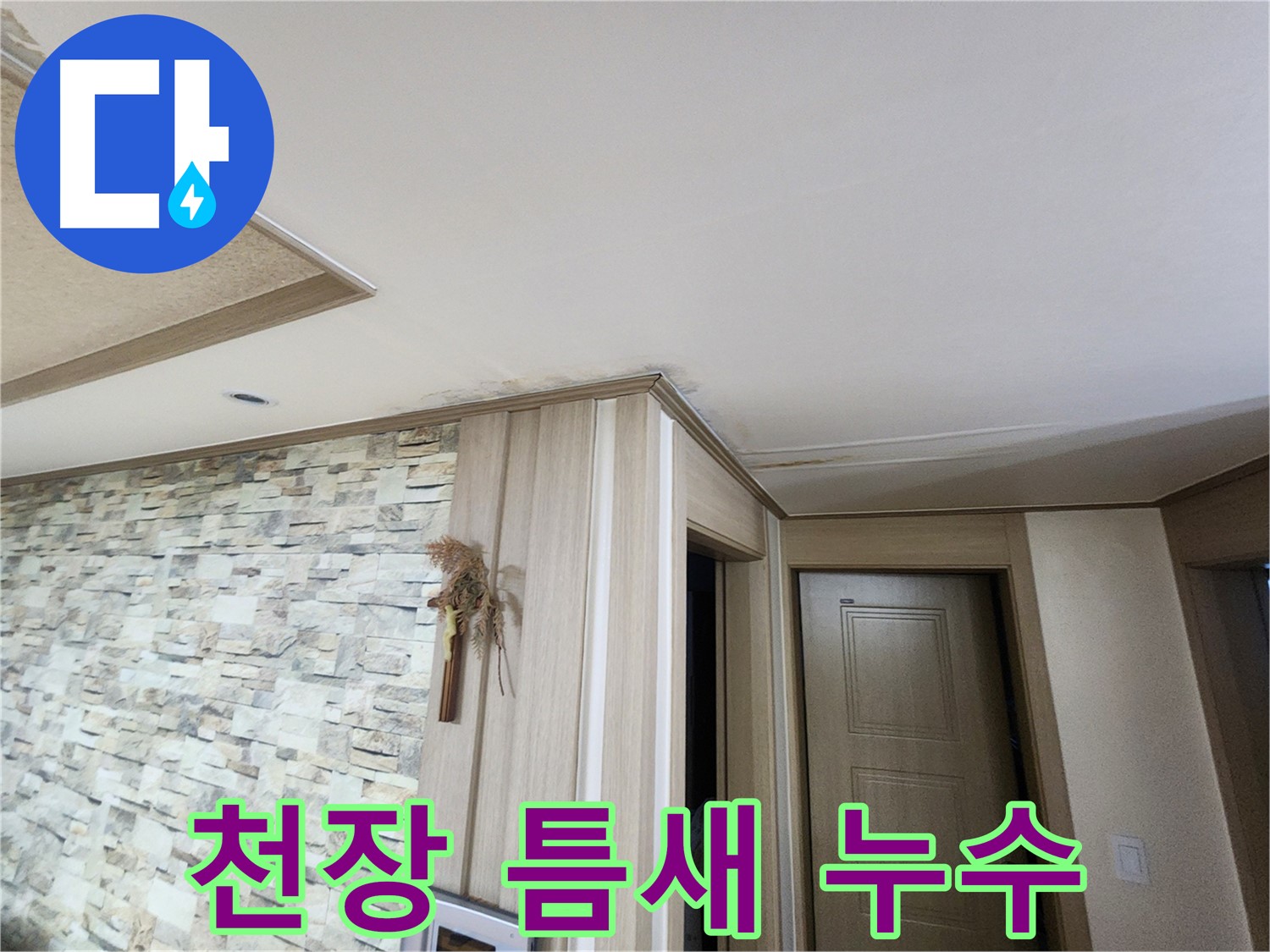 천장 틈새 누수 - 정밀 진단 필요