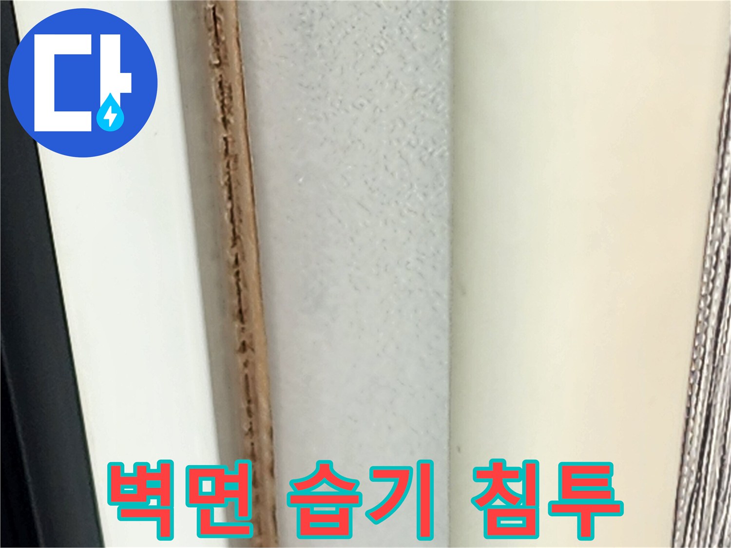 벽면 마감재 사이로 스며든 습기 상태