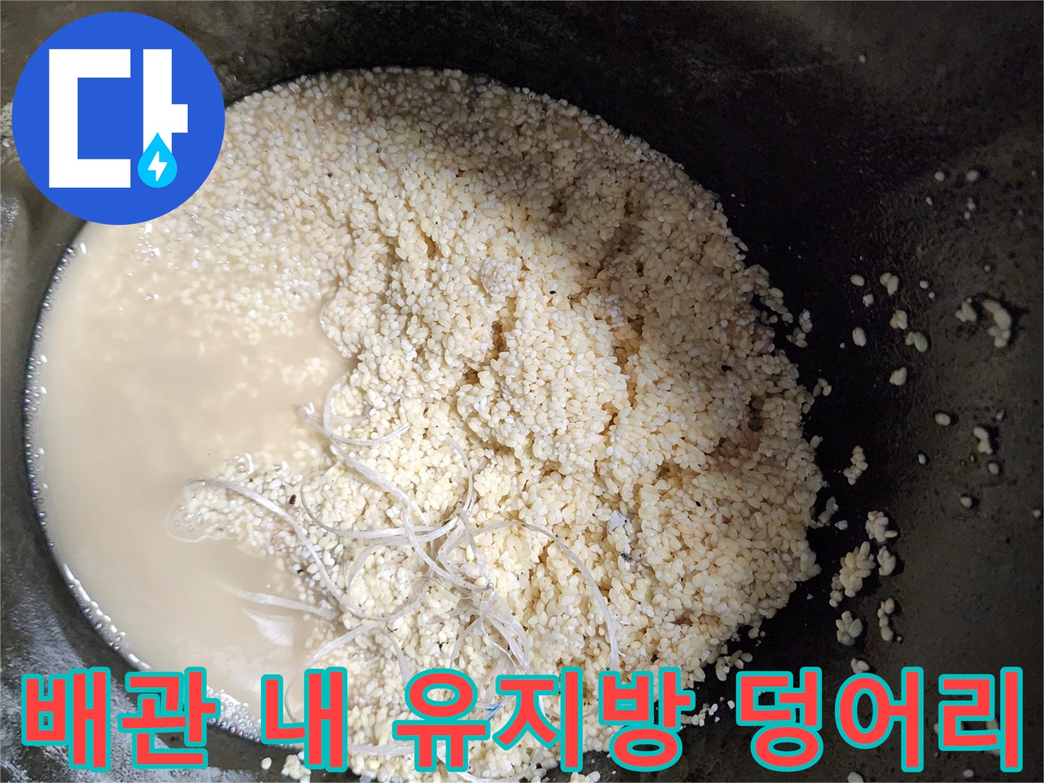 석션기로 뽑아낸 배수구 내부의 기름 슬러지와 오수