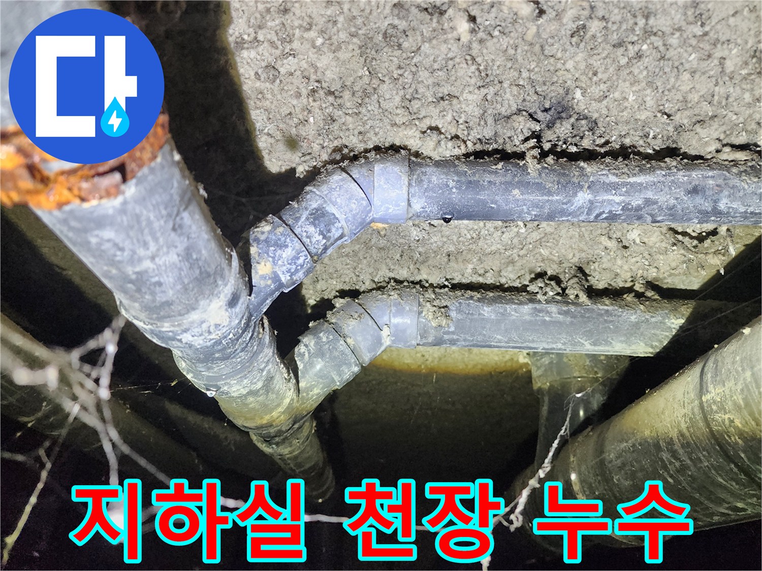 성북구 보문동 아남아파트 지하실 천장 누수 발생 - 배관 연결부위에서 누수 확인