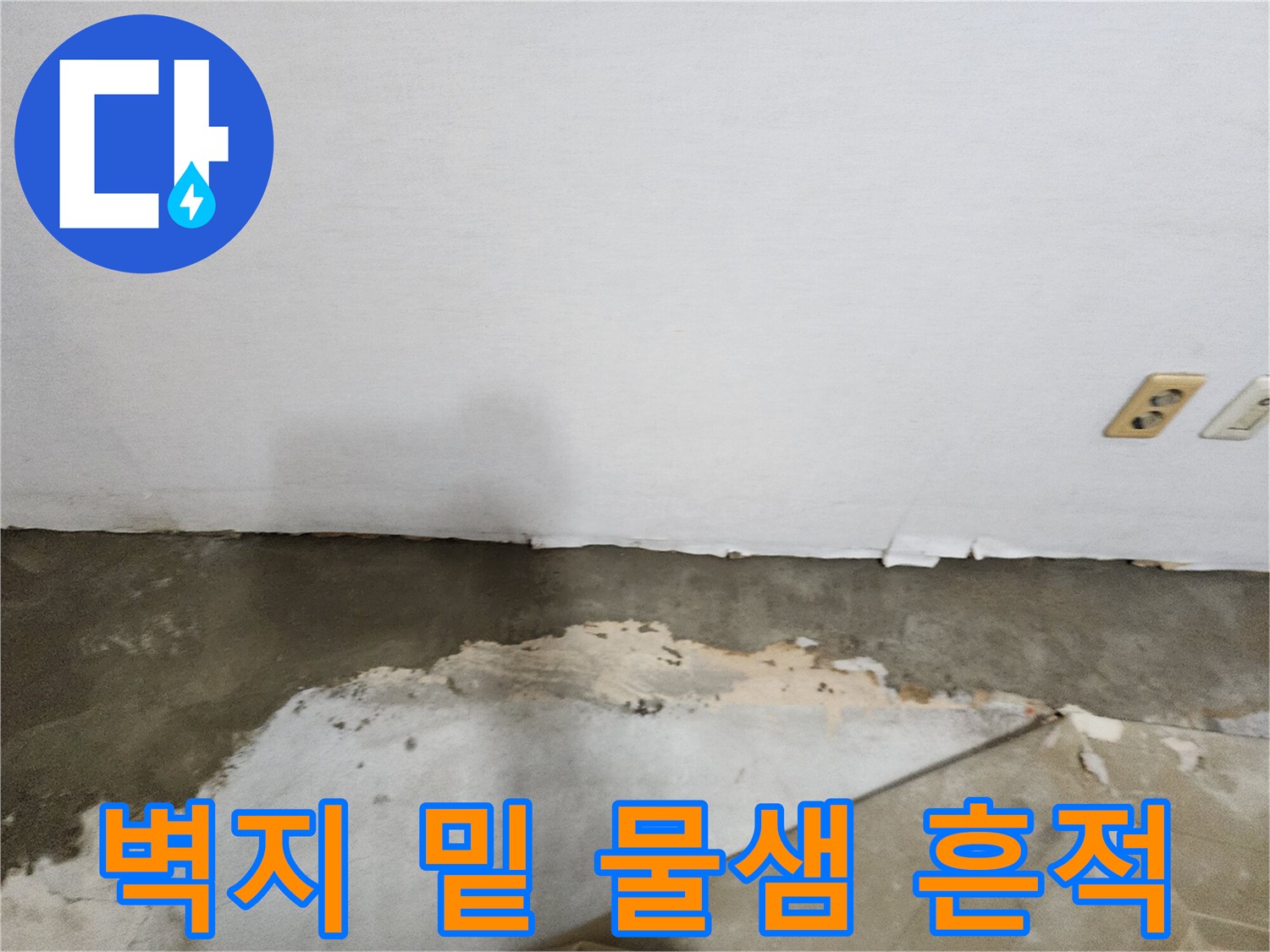 영북면 현장 사진-습기에 젖은 벽지와 노출된 바닥 콘크리트