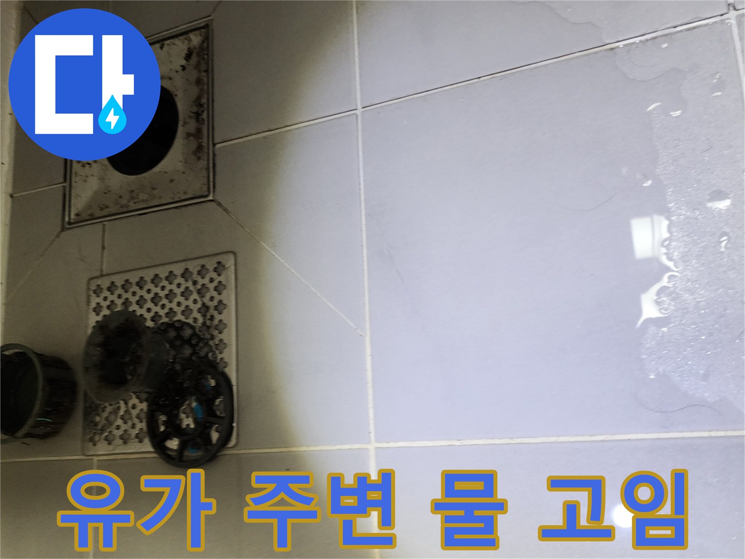 배수구-유가-주변-타일-틈새-침수-상태-확인