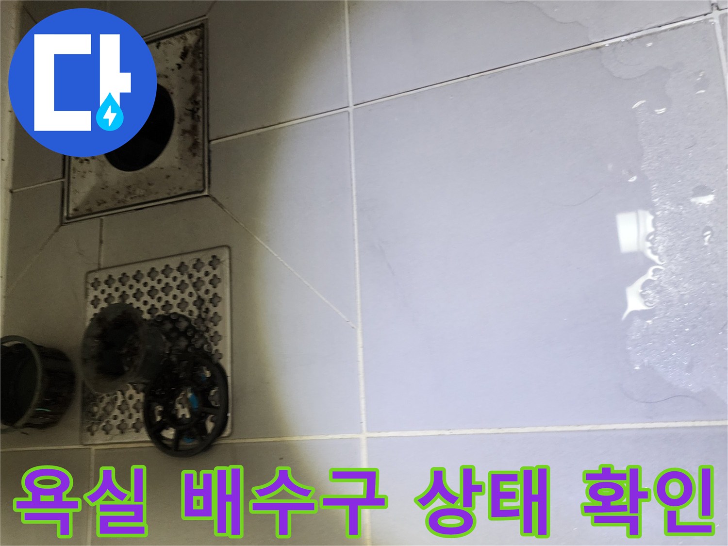 포천 영북면 화장실-배수구 주변 타일 및 유가 상태 사진