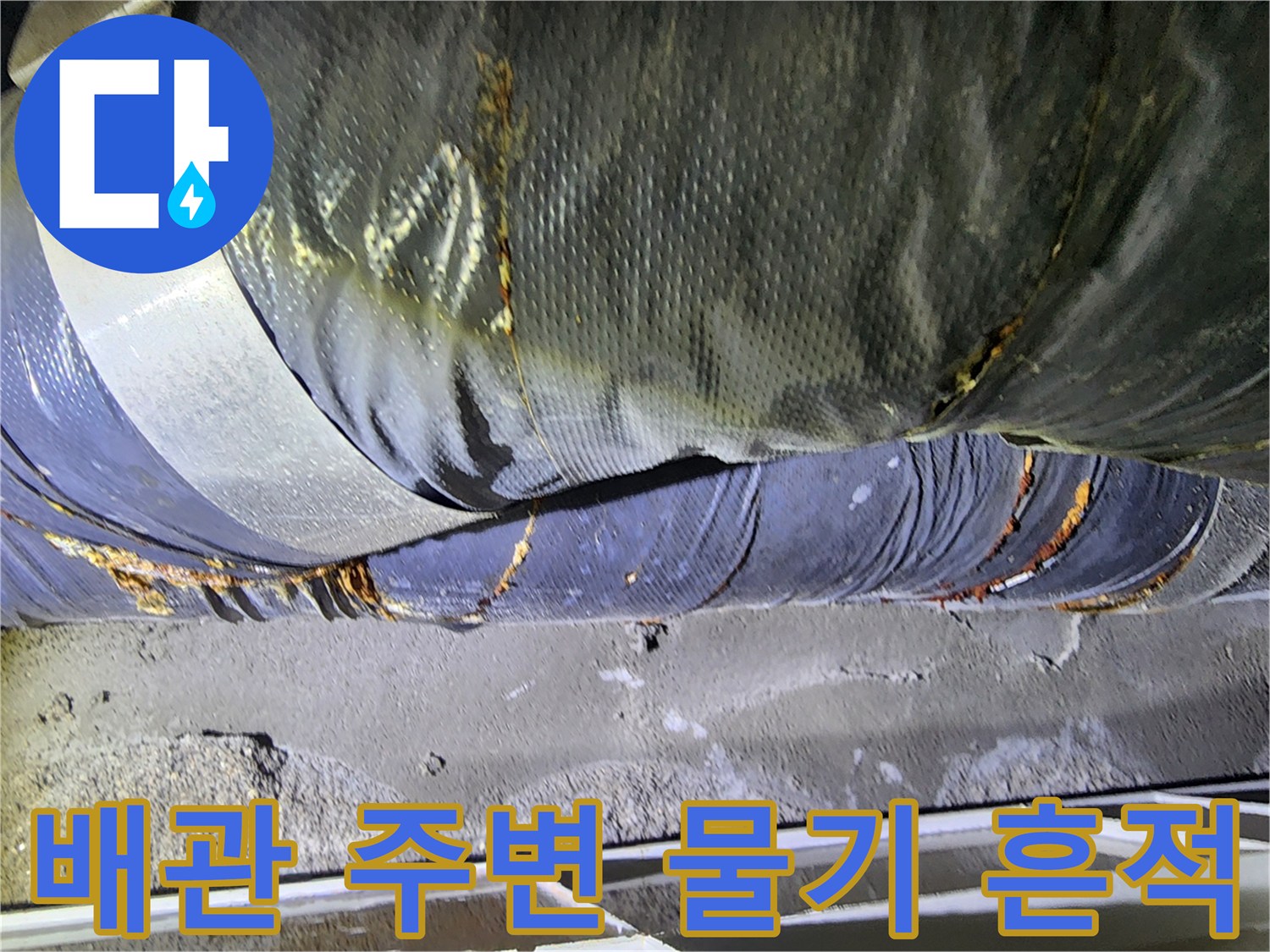 배관-연결-부위-주변의-축축한-단열재-상태