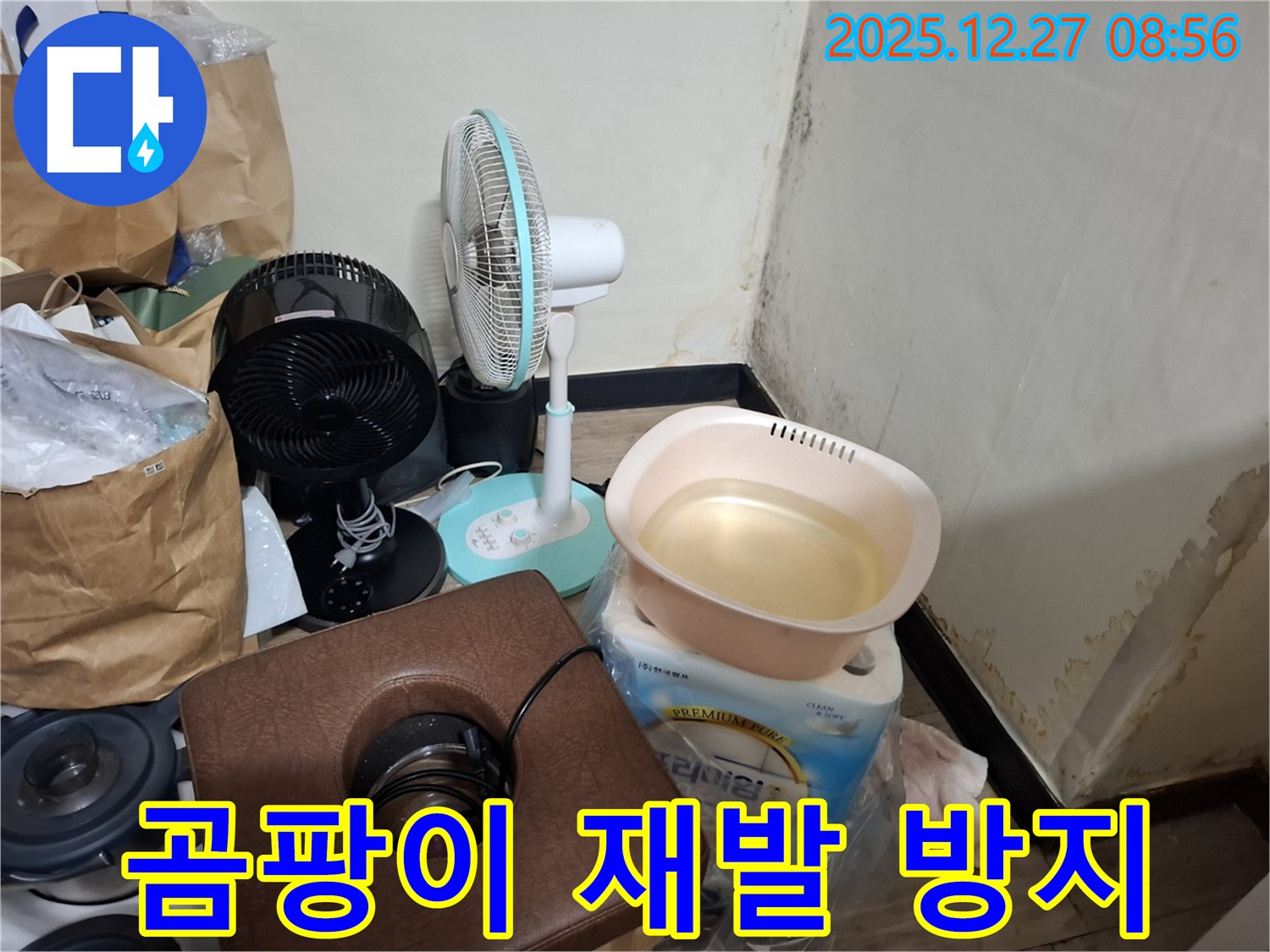 송파구 삼전동 누수 현장 - 곰팡이 재발 방지를 위한 시공 모습입니다.