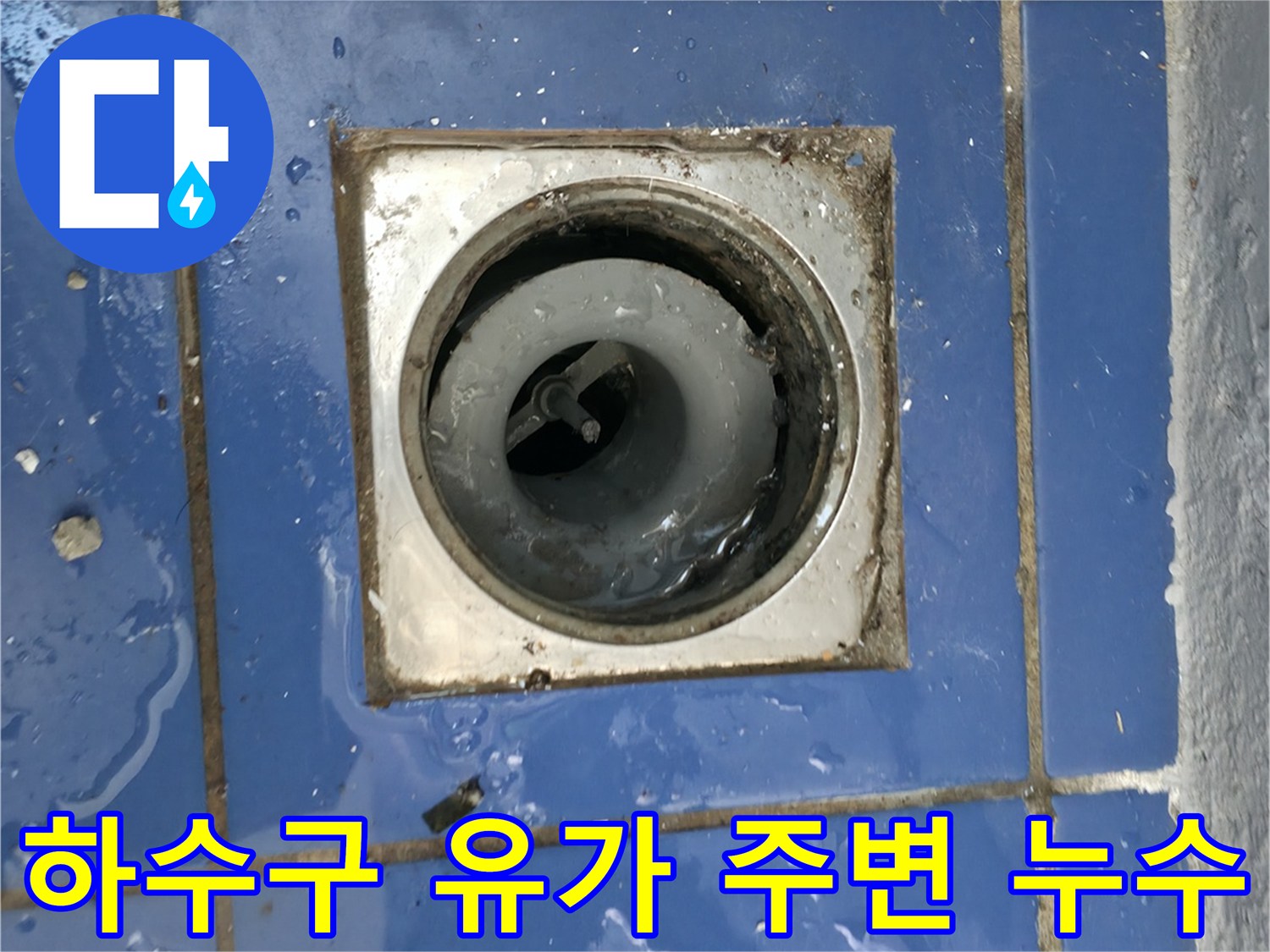 배수구 유가-주변 타일 사이 물기 스며듬 현상