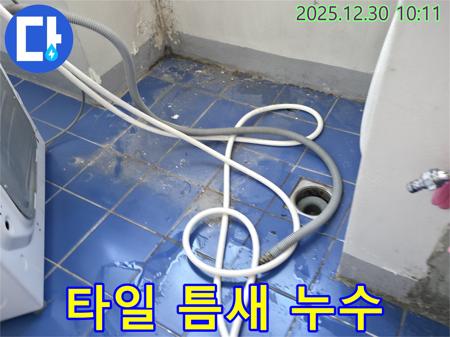 성동구 무학로 벽산아파트 세탁실 - 배수구 주변 타일 틈새 누수 해결