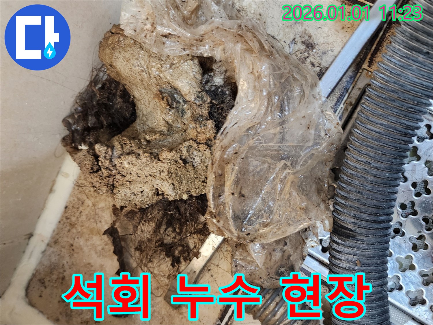 고양시 일산동구 탄중로 누수 현장 - 석회 누수 현장 사진입니다.