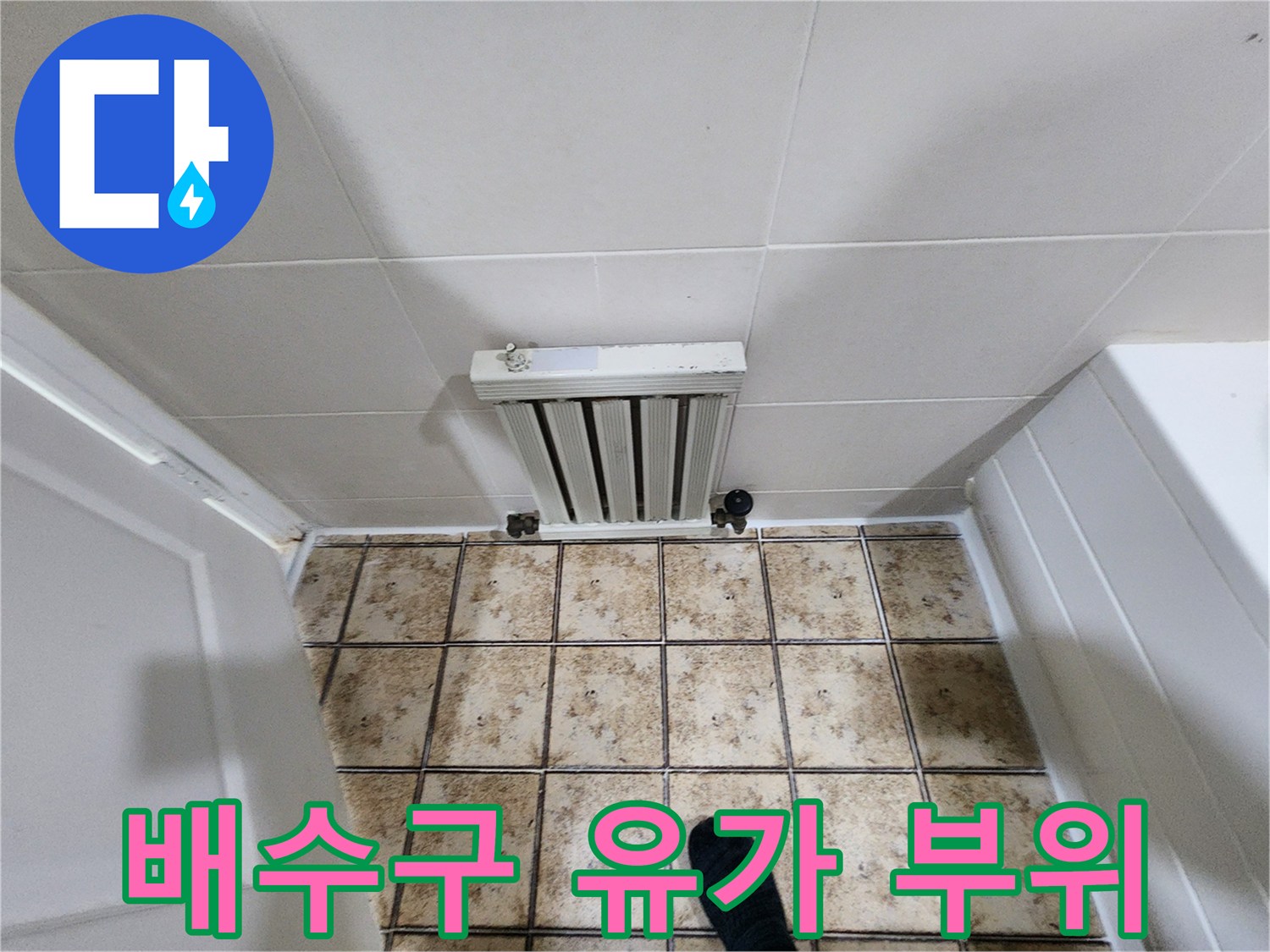 일산동구 현장의-욕실 배수구 및 타일 마감 모습