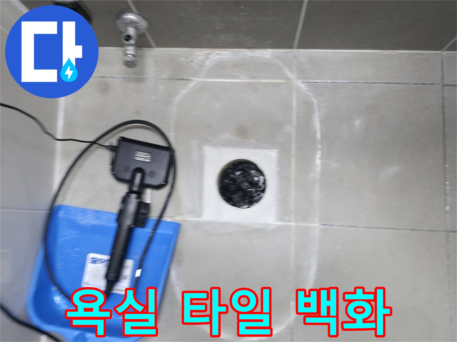 욕실-타일-틈새-백화-현상-관찰-중