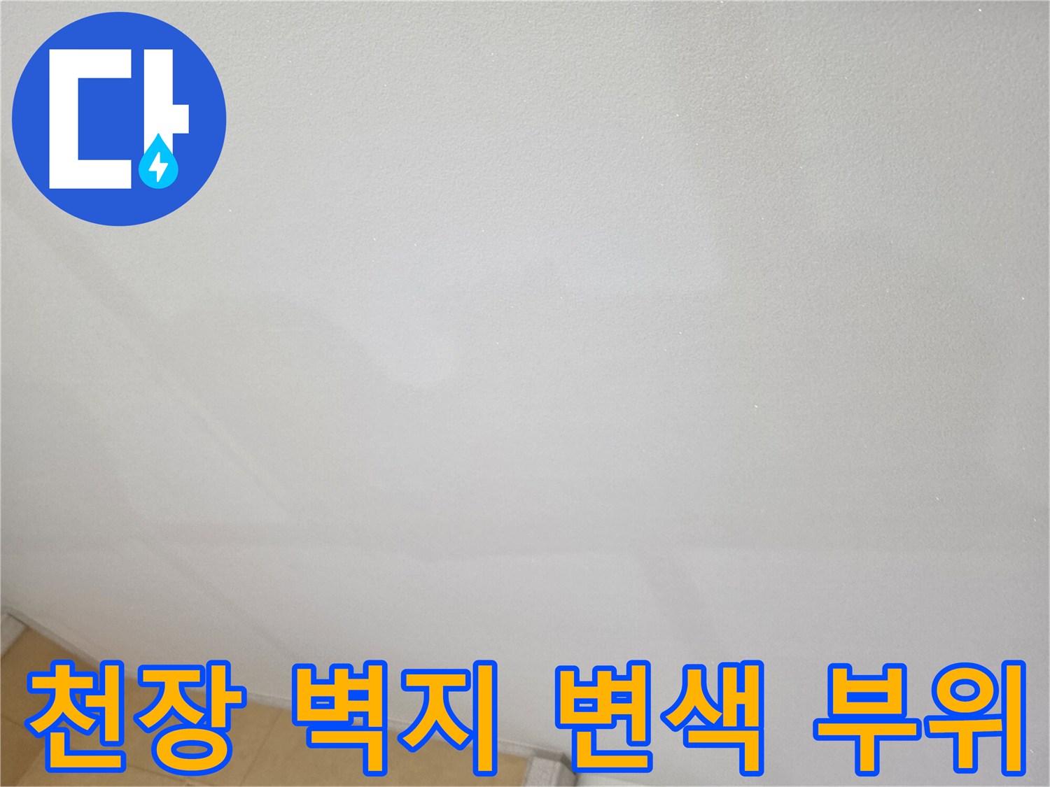 벽지 표면에 발생한 누수 흔적과 습기 상태