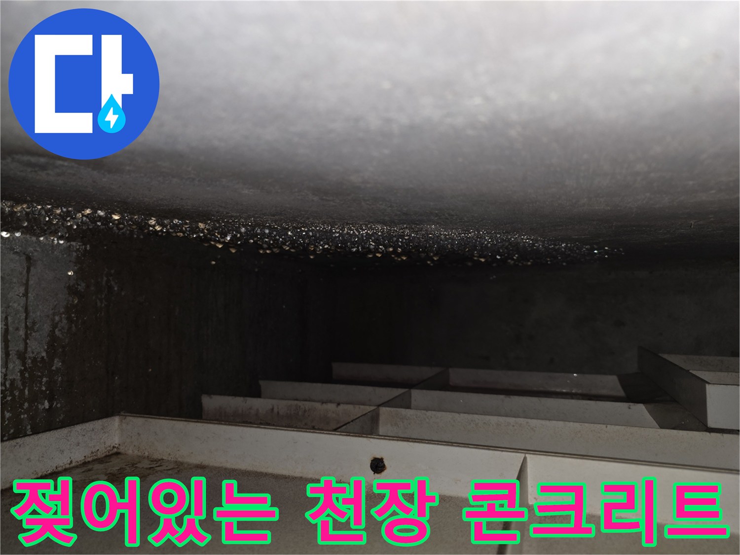 습기로-인해-젖어버린-천장-슬래브-단면