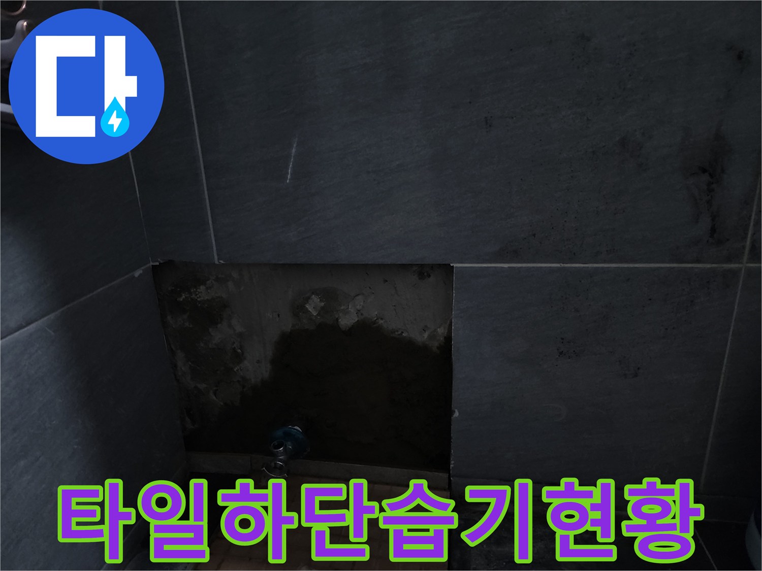 화장실 타일-배관 주변 습기 침투 상태