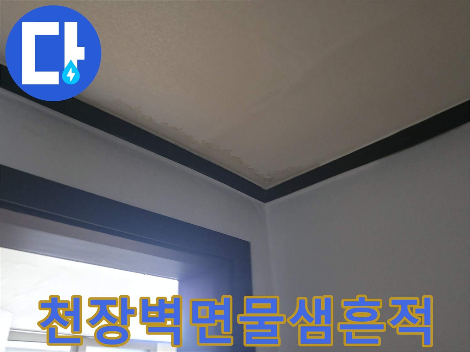 덕양구-거실-천장-및-벽면-경계부-습기-침투-흔적