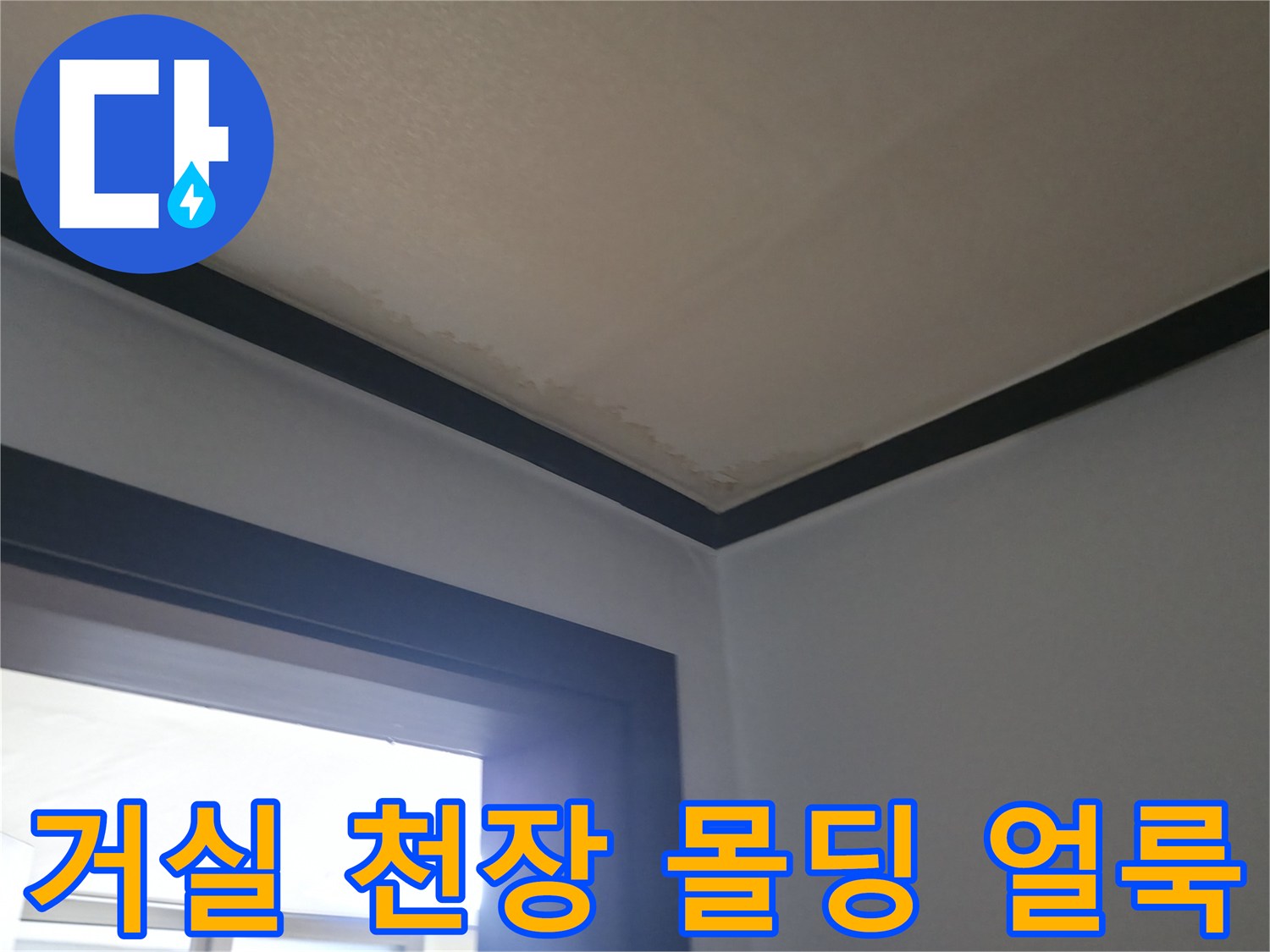 덕양구 현장-거실 천장과 벽면 몰딩 부근의 습기 상태