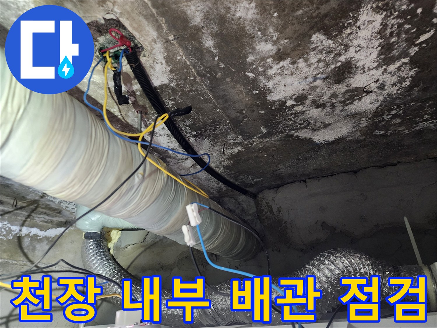 누수가 의심되는 화장실 천장 배관 구조