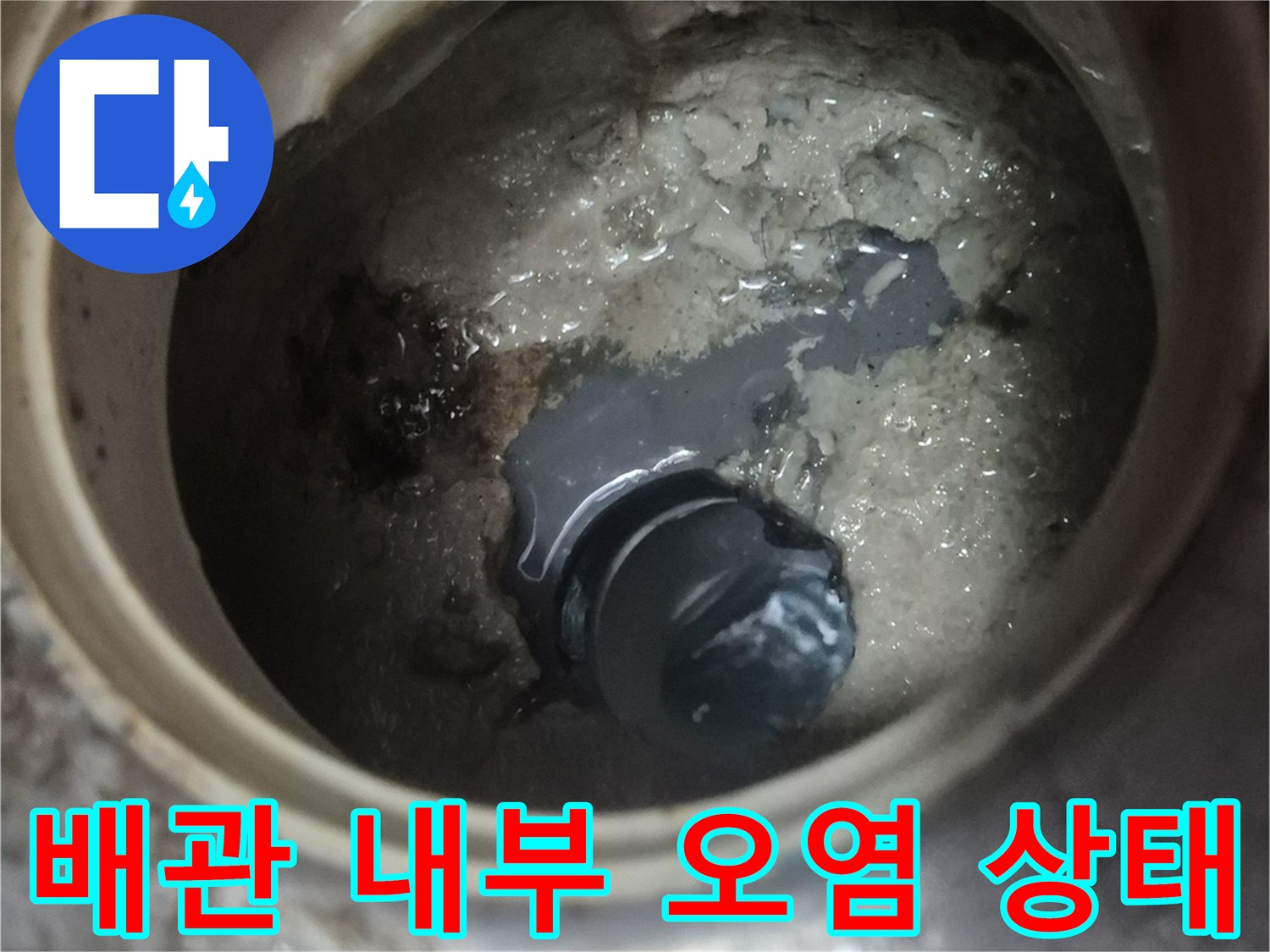 양주시 백석읍-화장실 하수 배관 내부의 물때와 오염 상태