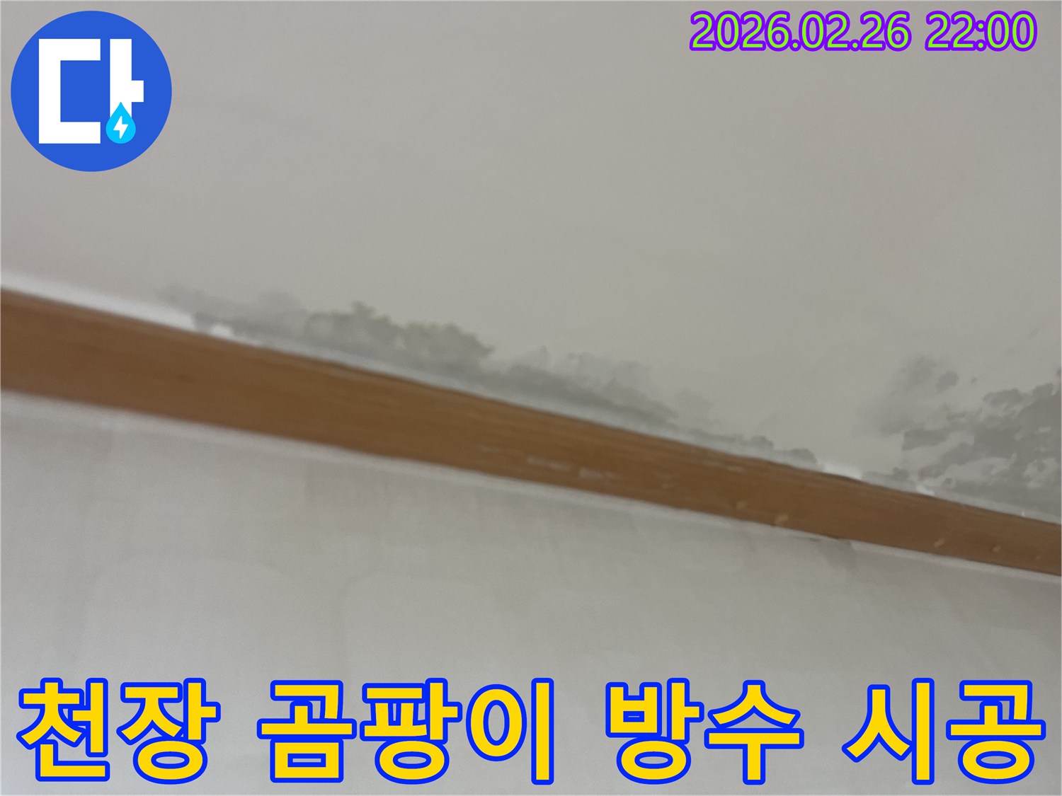 천장-누수로-인한-벽면-오염과-곰팡이-발생-현장-사진