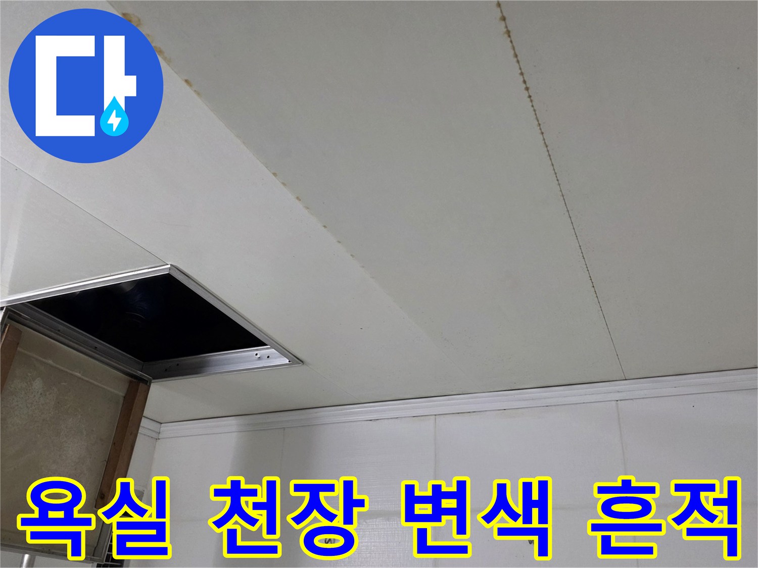 노원구 아파트 욕실 천장 마감재의 누수 변색 부위