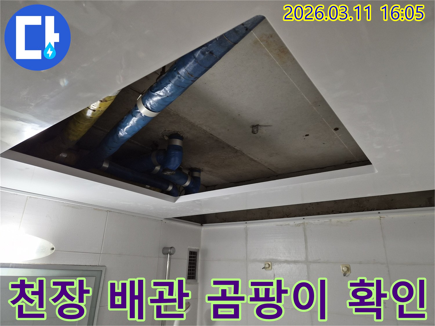 아파트-천장-누수-배관-문제-곰팡이-발생-현장-점검-작업