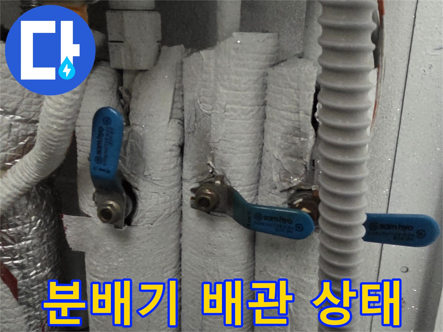 보온재로-감싸진-다양한-규격의-배관들