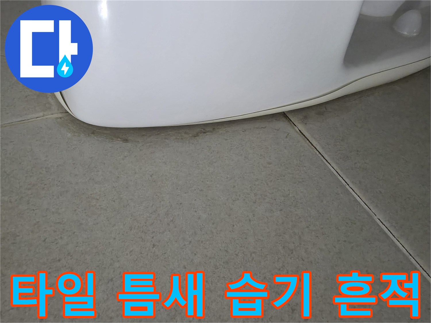 타일 줄눈-변기 주변의 젖은 상태
