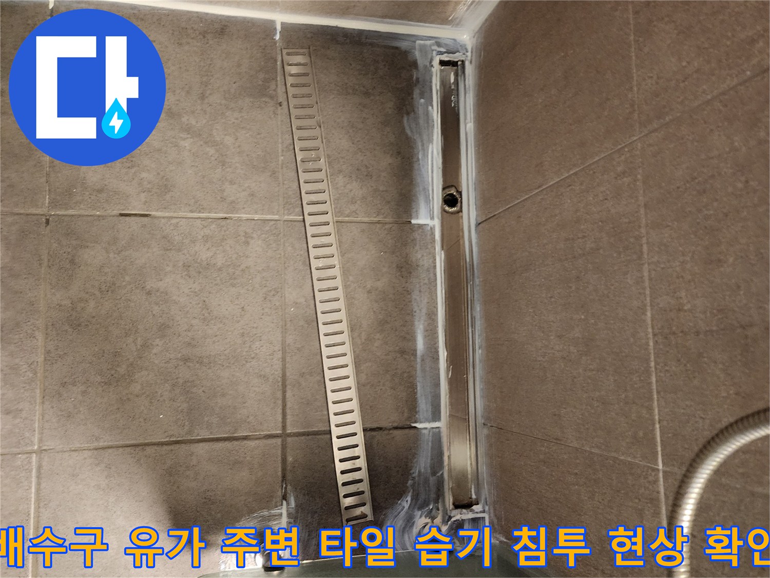 욕실-배수구-주변-타일-습기-침투-상태