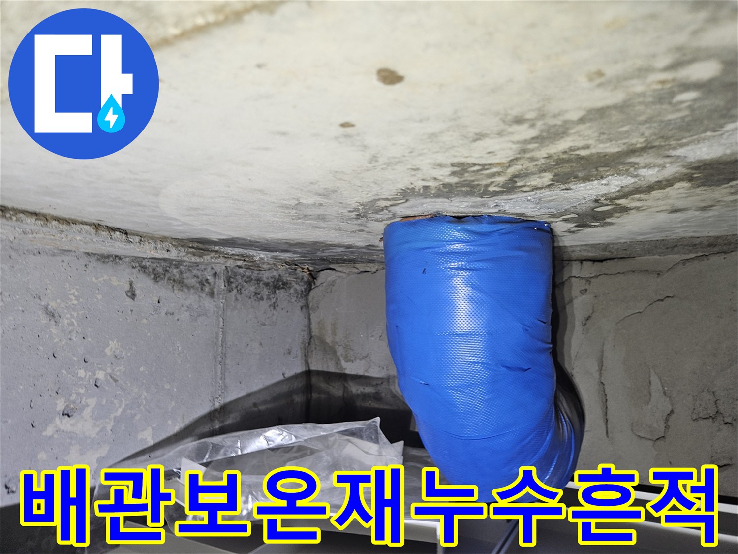 파란색-보온재-배관-주변의-습기-및-오염-상태