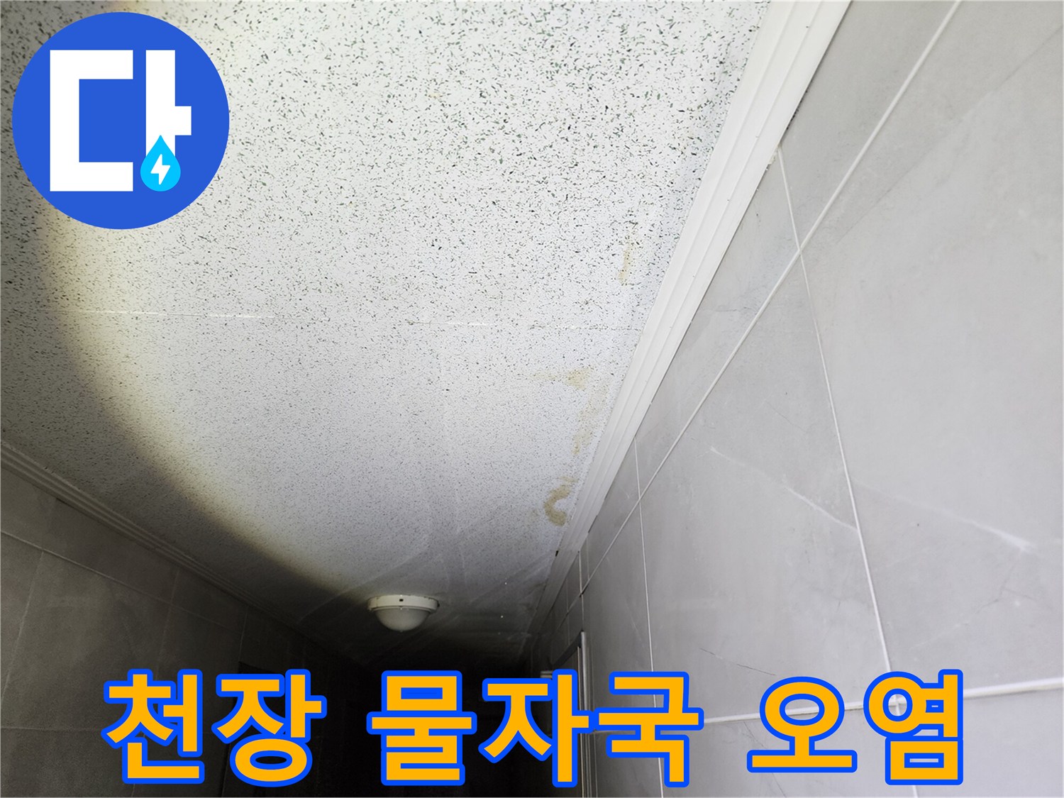 천장 마감재에 나타난 누수 침투 흔적