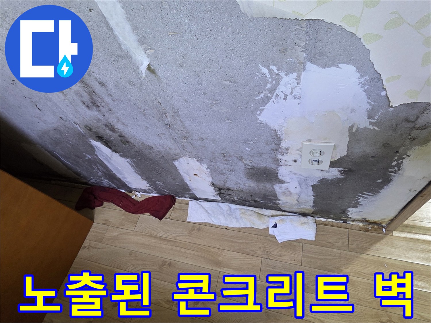 습기로 인해 변색된 콘크리트-누수 탐지 현장 기록