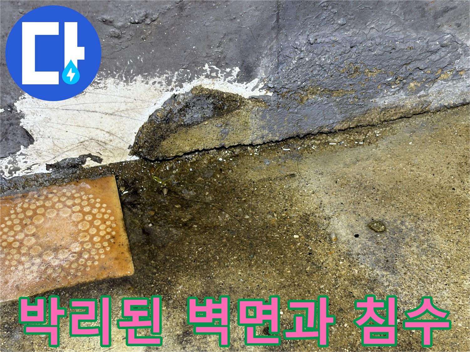 습기로-부풀어-오른-벽면-및-바닥-물고임-상태