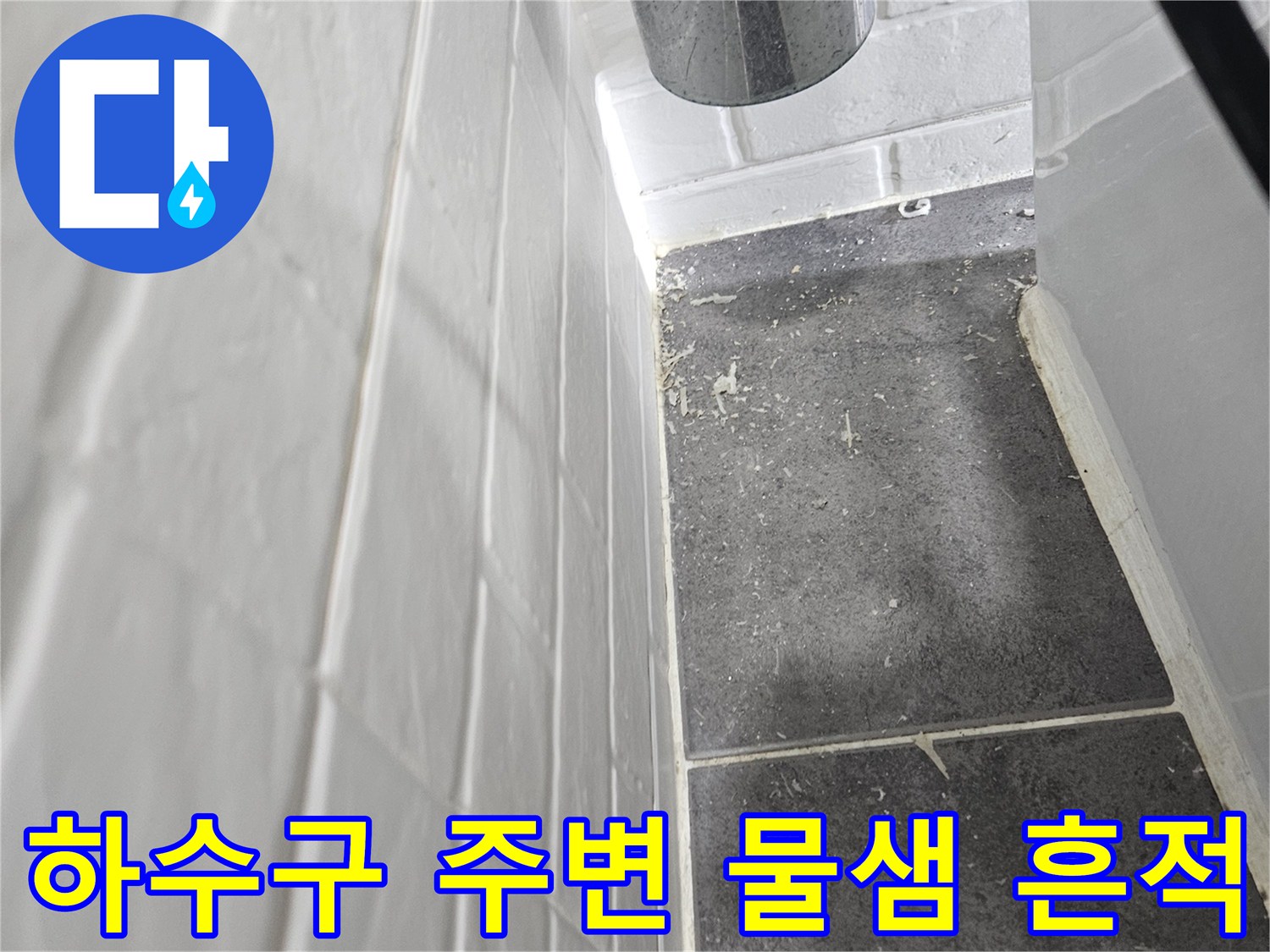 욕실-배수구-유가-주변-타일-틈새-습기-발생-상태