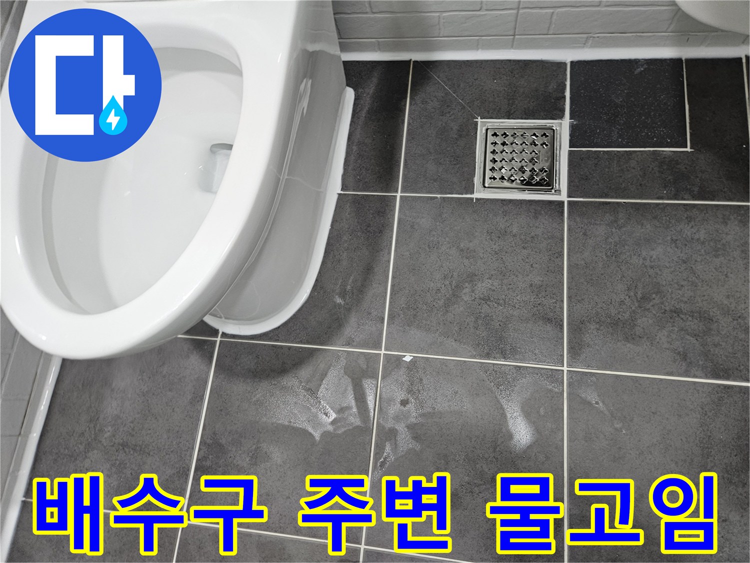 화장실 배수구-타일 틈새로 스며든 습기 확인