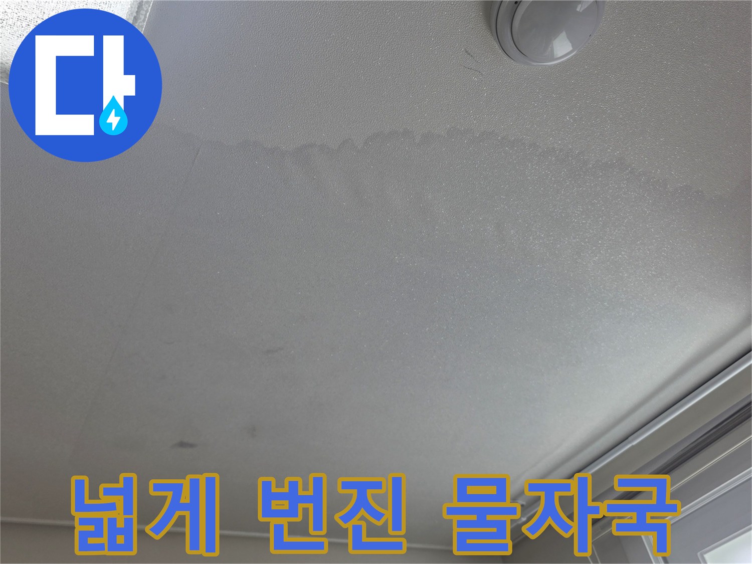 부평구 현장-천장 마감재를 따라 넓게 퍼진 누수 자국
