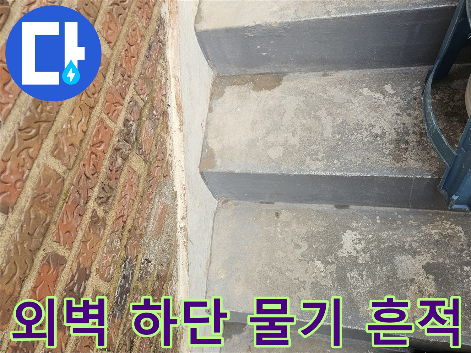 건물-외벽-하단부의-습기-머금은-콘크리트-표면