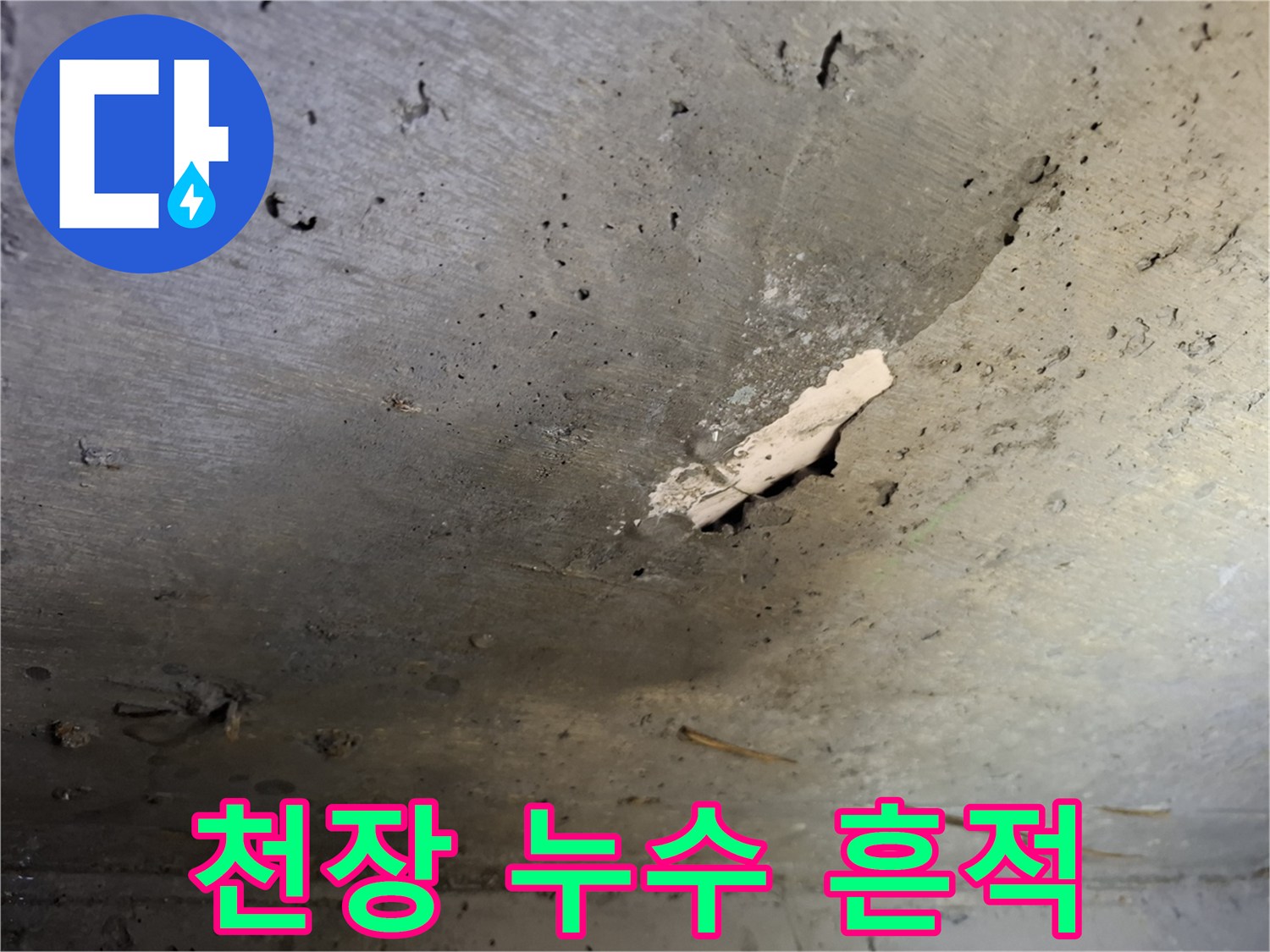 성북구 빌라-천장 콘크리트 부위의 물샘 흔적과 얼룩 상태