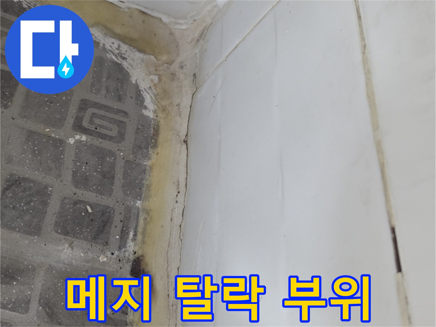 탈락된-타일-줄눈-사이의-습윤한-상태-사진