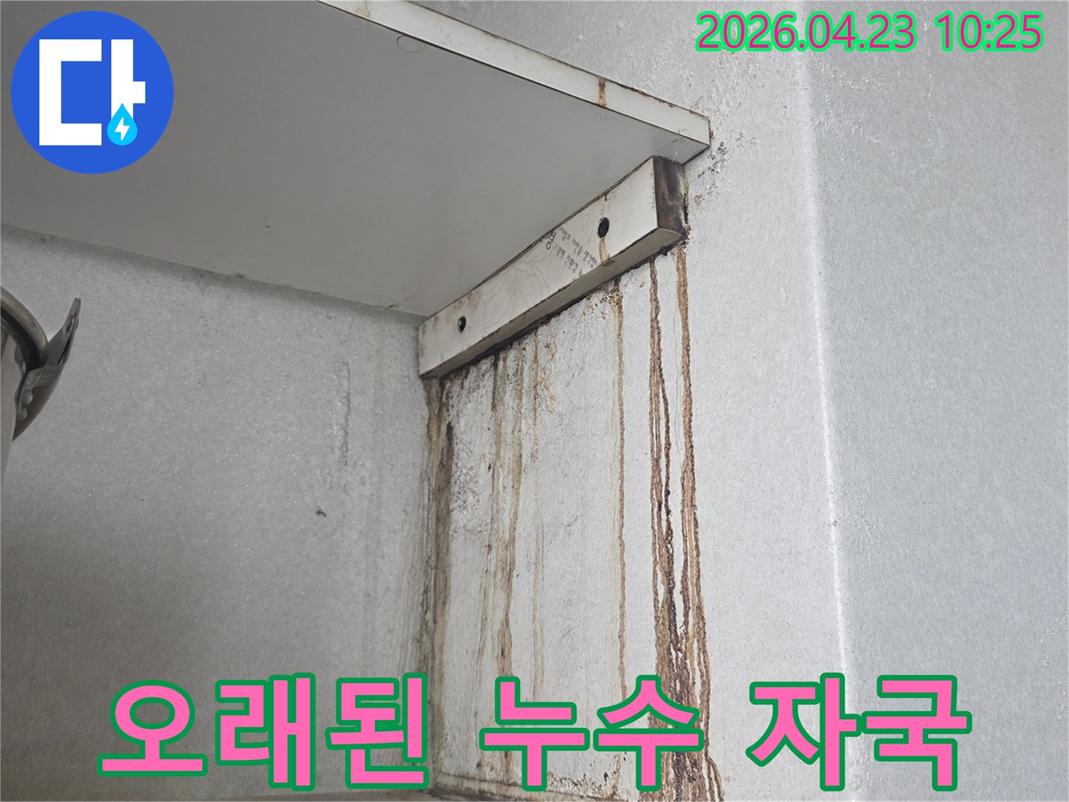 벽에-생긴-심각한-물때와-곰팡이-자국-사진