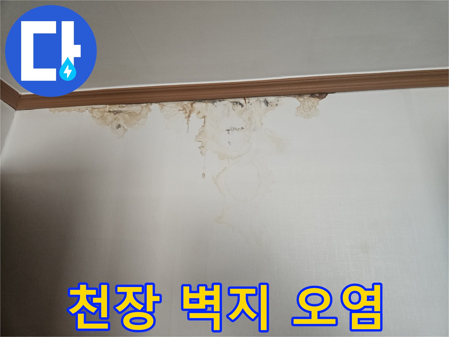 물자국이-남은-천장-벽지-모서리