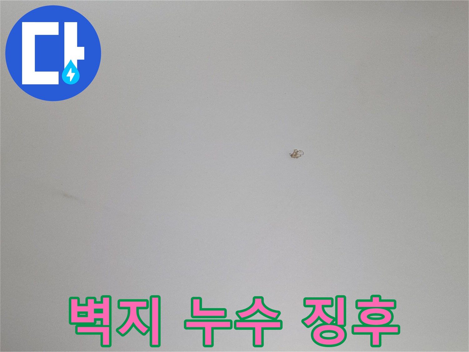 천장 도배면의 작은 습기 점