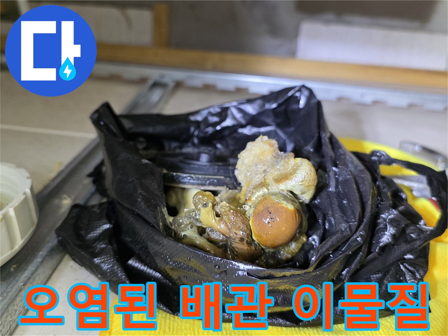 검은 비닐에-담긴-심각한-상태의-배관-찌꺼기
